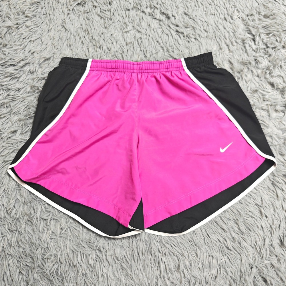 Nike Dri-Fi Running Shorts Women XL Pink Black Lined Drawstring Gym Activewear